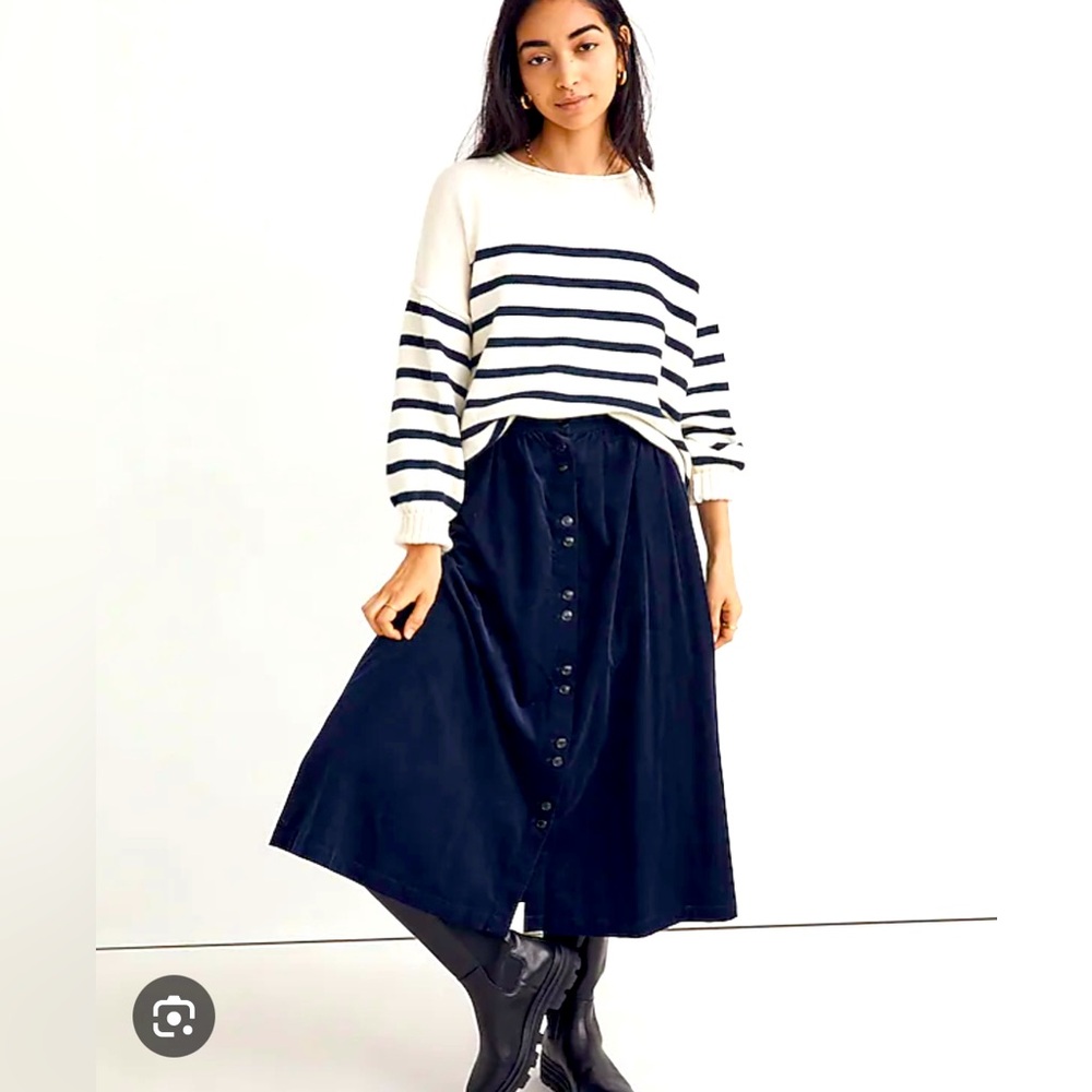 Madewell Indigo Baby Corduroy Button-Front Midi Skirt